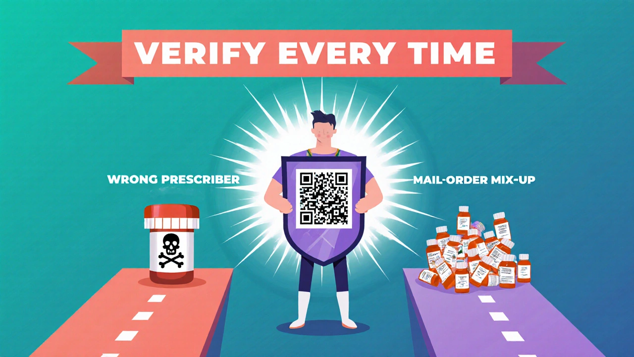 Heroic patient holding labeled shield against dangerous medication errors, QR code glowing safely behind.