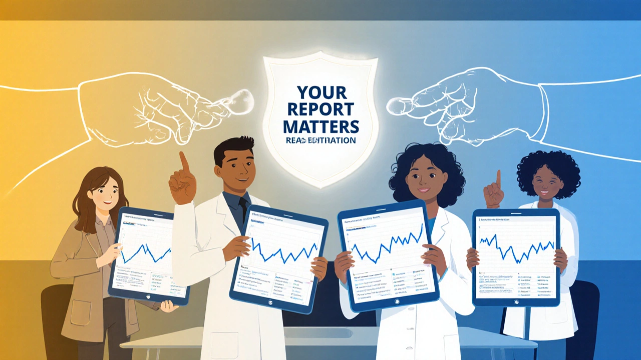 Pharmacists reviewing real-time adverse reaction dashboards to identify patterns in generic drug safety.