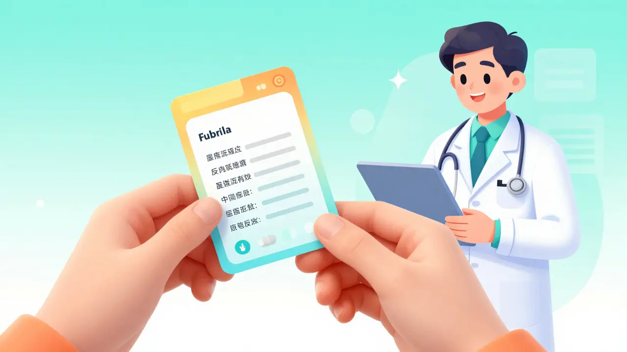 A person holding a medical allergy card while consulting with a doctor